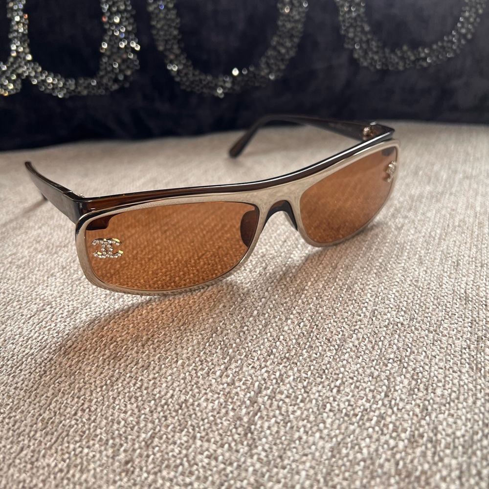 Chanel Rhinestone Brown and Silver Women's Sunglasses - Picture 8 of 8